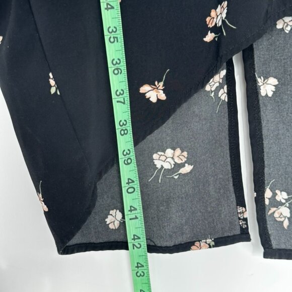 OAK + FORT Black Midi Dress with Pink Flower Print and Batwing Sleeves - Picture 2 of 6